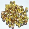 50 6mm Faceted Tri Tone Crystal, Yellow, & Smoke Topaz AB Beads